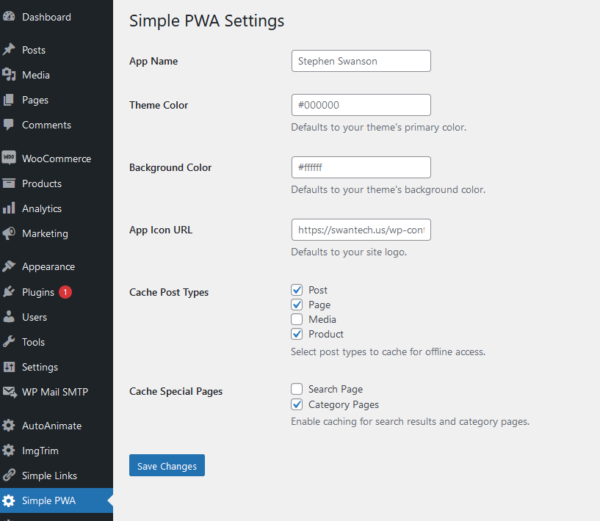 Simple Progressive Web App Plugin