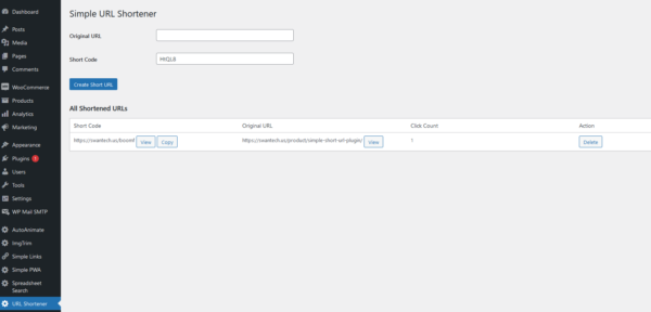 Simple Short URL Plugin